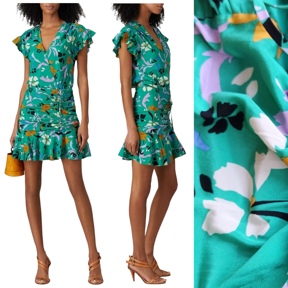 Veronica Beard Green Floral Mini Dress